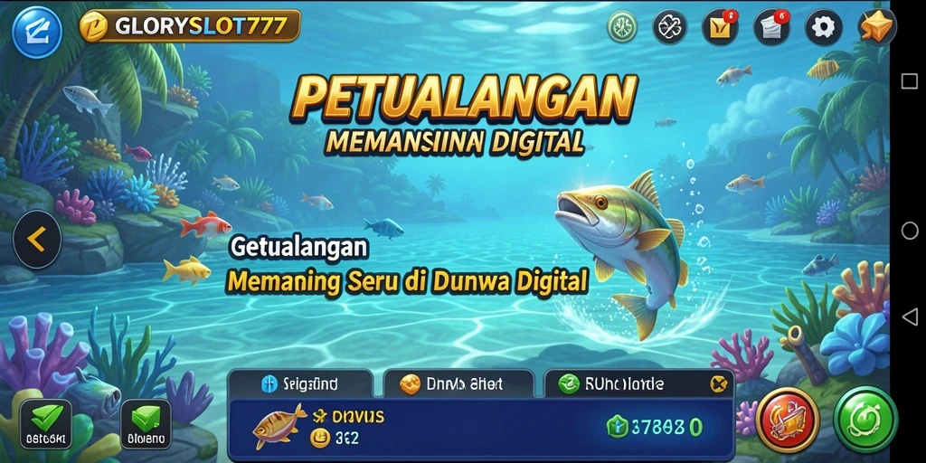 Screenshot gameplay GLORYSLOT777 menampilkan aksi memancing yang seru dan menarik.