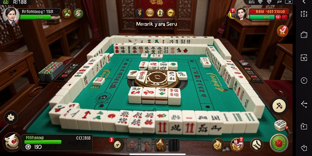 Tampilan gameplay seru RI188 dengan aksi Mahjong yang menarik.
