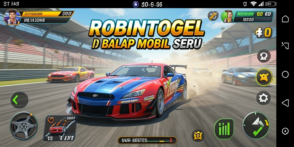 Tampilan utama gameplay balap yang mendebarkan di ROBINTOGEL.