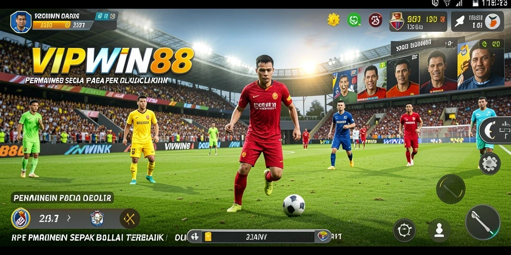 Screenshot yang menampilkan aksi seru dalam permainan sepak bola VIPWIN88.